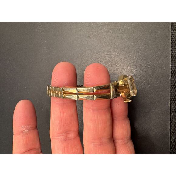 Vtg Wittnauer Art Deco Gold Filled Mechanical Swiss Watch 15.5mm Rare Band - Picture 13 of 14
